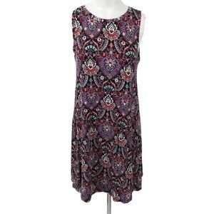 Ann Taylor Loft Outlet Paisley Swing Shift Dress Size SP Petite Sleeveless Blue